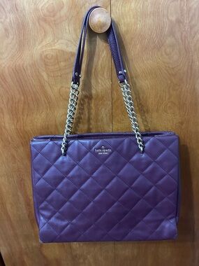 kate spade Quilted Burgundy Chain-Handle Shoulder Bag